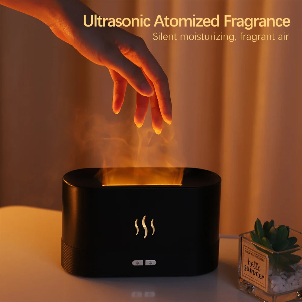 Ultrasonic Cool Mist Aroma Diffuser Air Humidifier with Flame Lamp