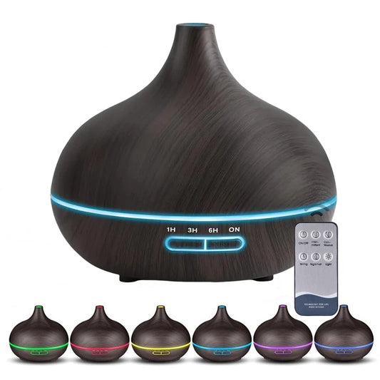 Wood Color Aroma Diffuser with 7 Color LED Lights & Remote Control