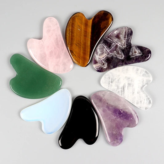 Guasha Stone Face Rose Quartz Jade Massage Tool