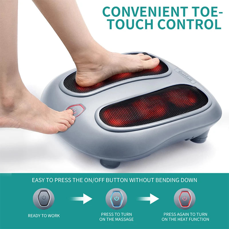 Electric Foot Massager with Heating Therapy and Roller Muscle Relaxation