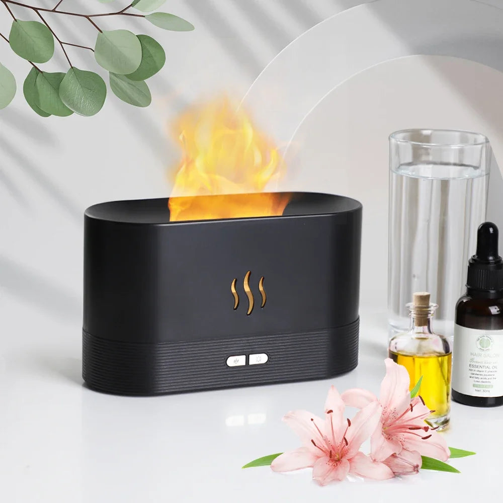 Ultrasonic Cool Mist Aroma Diffuser Air Humidifier with Flame Lamp
