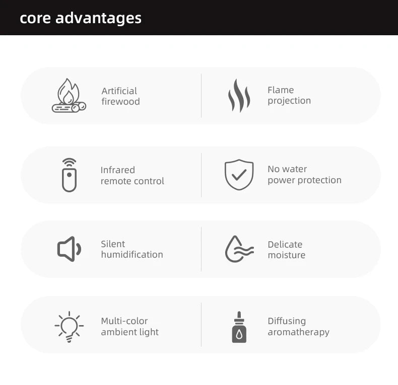 Essential Oil Diffuser with Colorful Flame and Remote