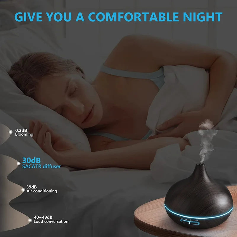 Wood Color Aroma Diffuser with 7 Color LED Lights & Remote Control