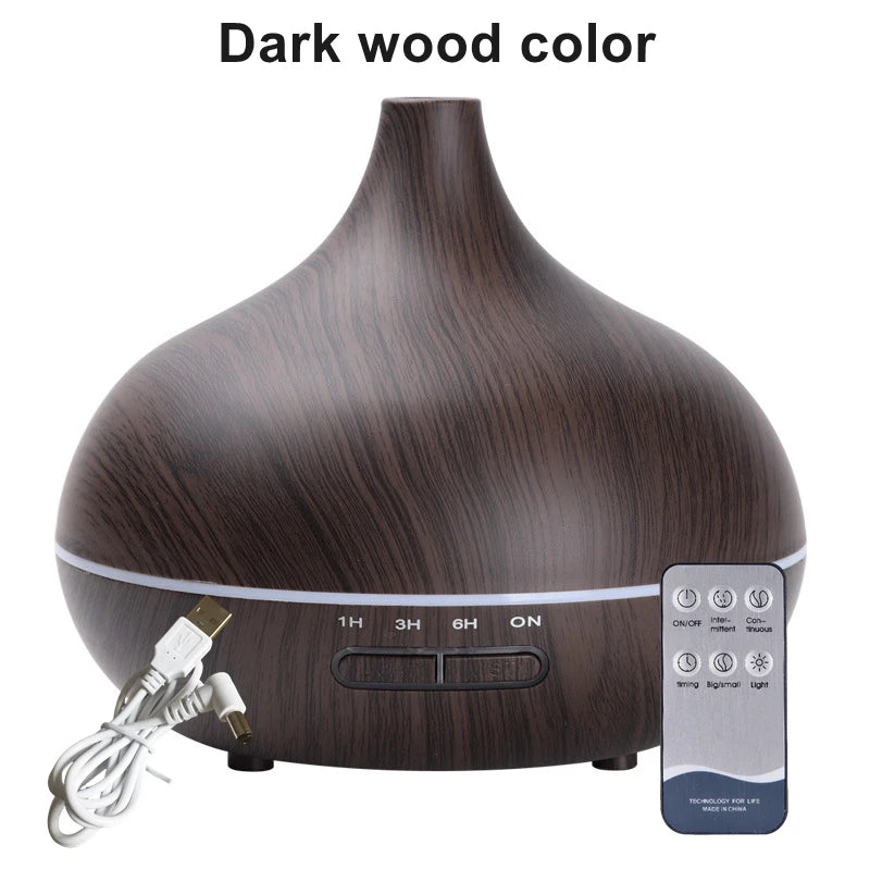 Wood Color Aroma Diffuser with 7 Color LED Lights & Remote Control