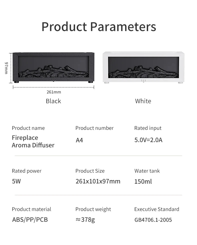 Essential Oil Diffuser with Colorful Flame and Remote