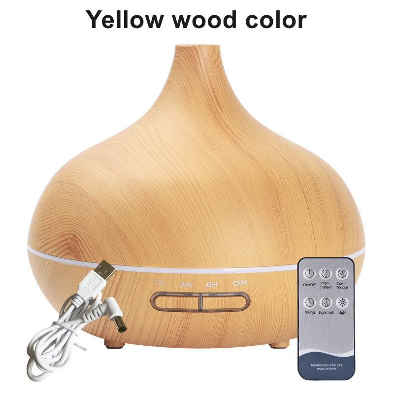 Wood Color Aroma Diffuser with 7 Color LED Lights & Remote Control