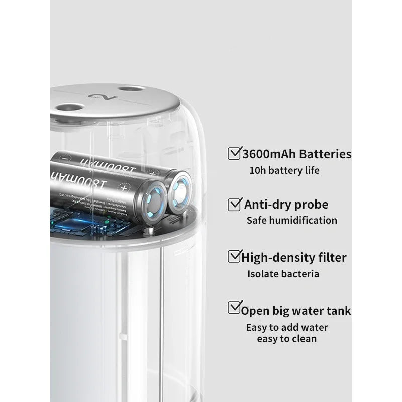 J500ML Wireless Air Humidifier for Home Car - Mini Portable Aroma Diffuser with Light