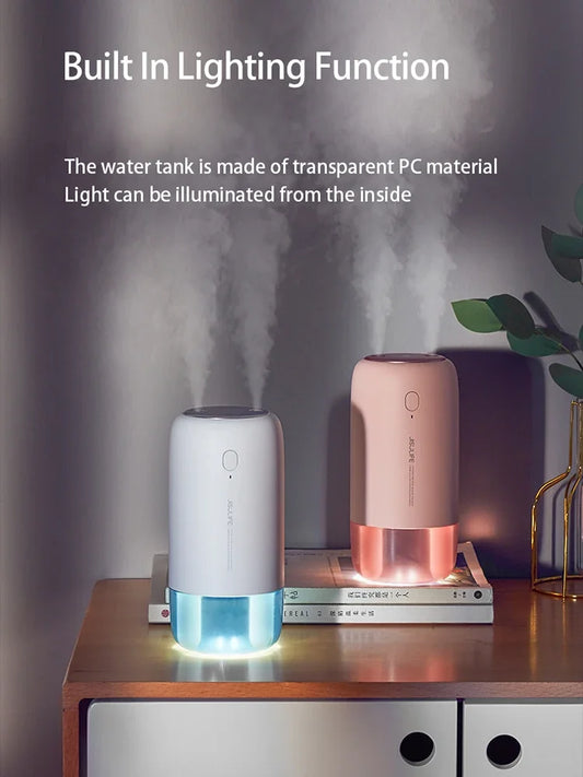 J500ML Wireless Air Humidifier for Home Car - Mini Portable Aroma Diffuser with Light
