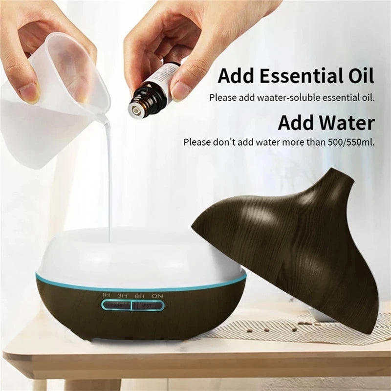 Wood Color Aroma Diffuser with 7 Color LED Lights & Remote Control