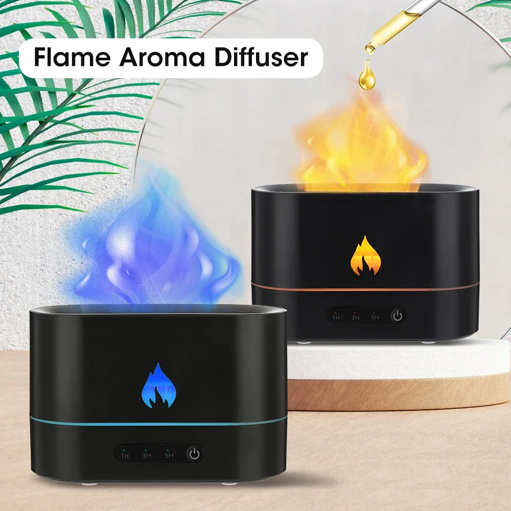 Double Color Flame Diffuser Essential Oils Fragrance Aroma Air Humidifier and Scent Diffuser Electric Smell for Home Distributor
