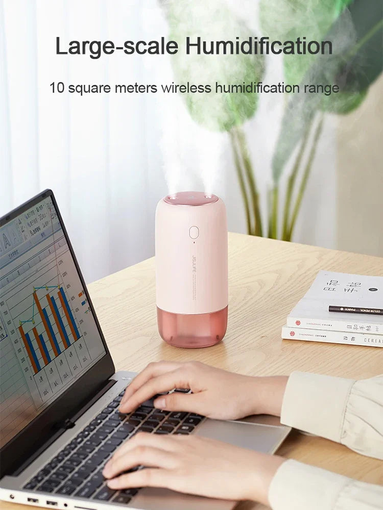 J500ML Wireless Air Humidifier for Home Car - Mini Portable Aroma Diffuser with Light