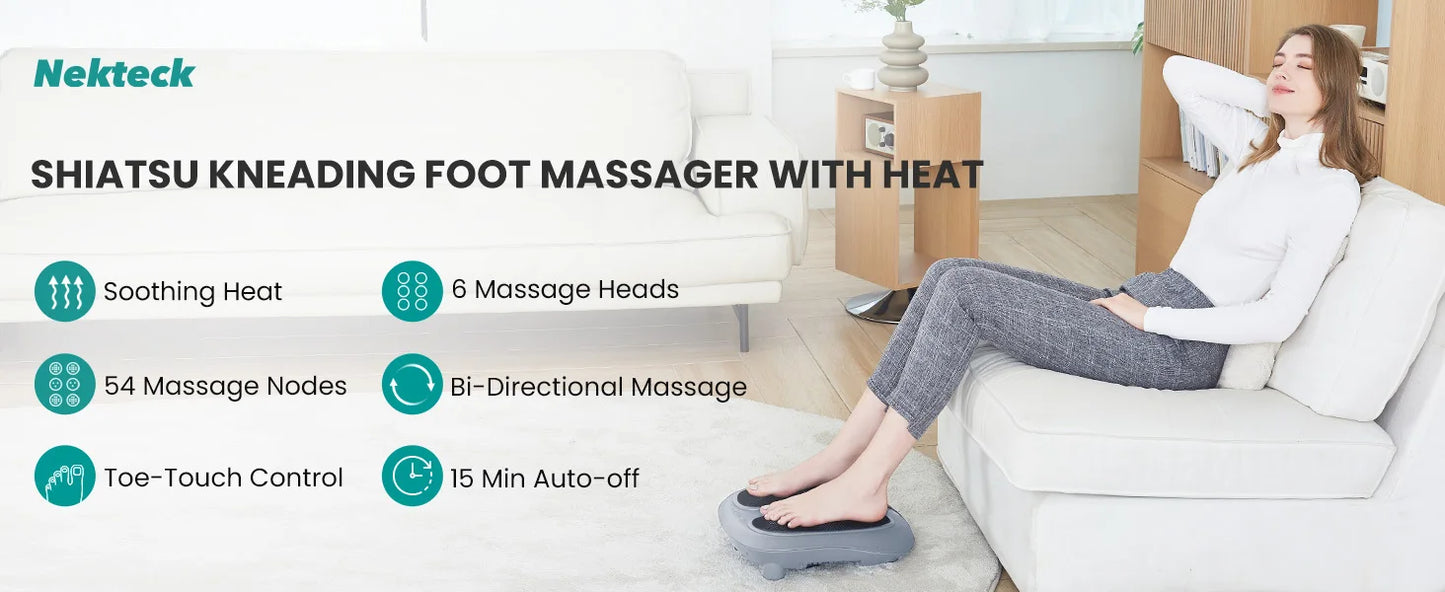 Electric Foot Massager with Heating Therapy and Roller Muscle Relaxation