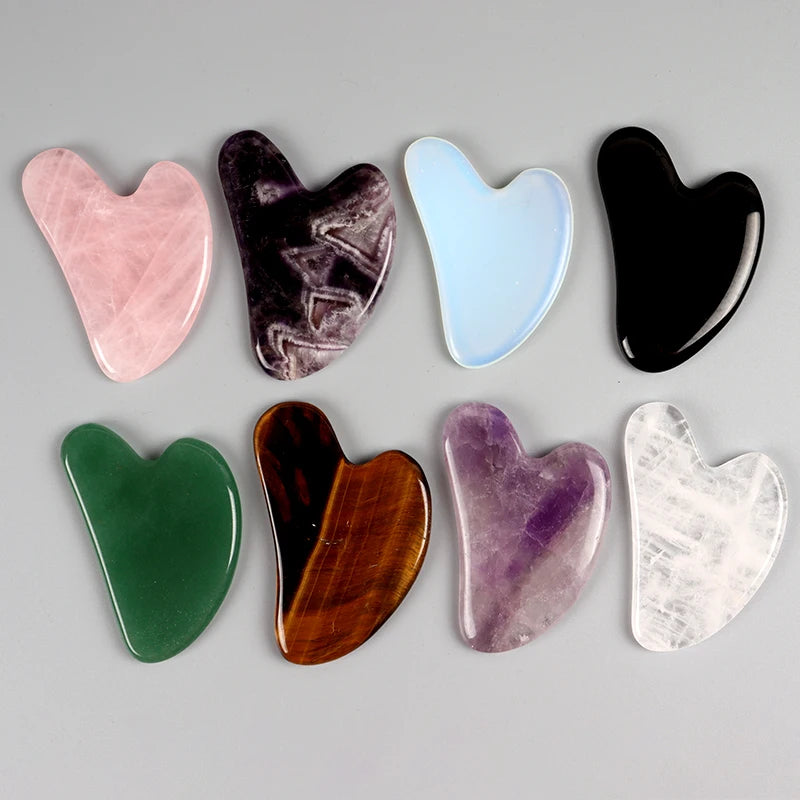 Guasha Stone Face Rose Quartz Jade Massage Tool