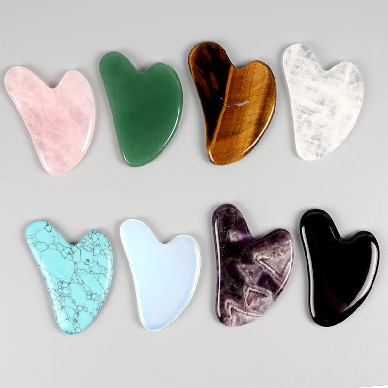 Guasha Stone Face Rose Quartz Jade Massage Tool